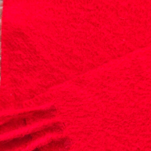 Red Woven Cashmere Scarf With Fringe - Picture 5 of 6